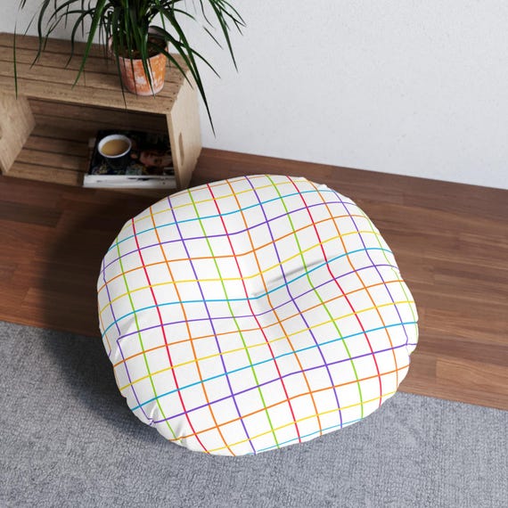 Colorful Tufted Floor Pillow - Vibrant Round Cushion for Cozy Home Decor, Playroom Seating, Gifts, Relaxation
