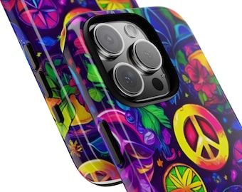 Boho Vibes Colorful Peace Sign Phone Case - Stand Out with Unique Art!