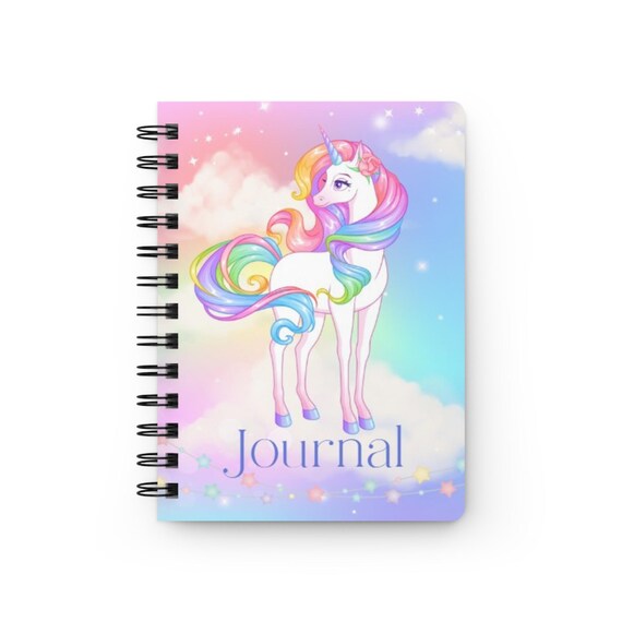 Whimsical Unicorn Dream Journal - Spiral Bound Notebook for Kids - Sparkly Rainbow Stationery