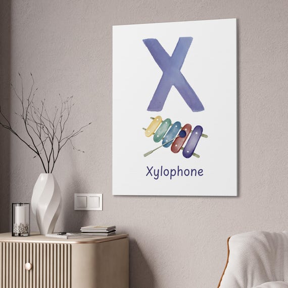 Playful Xylophone Alphabet Art Canvas Print - Classroom or Kids Nursery Decor for Music-Loving Children