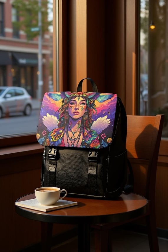 Gift-Worthy Bohemian Backpack with Angelic Flair - Embrace Your Free-Spirited Style