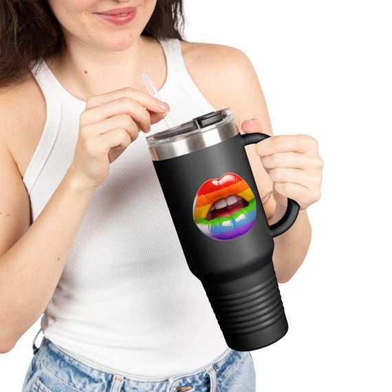 Vibrant Rainbow Lips Travel Mug - LGBTQ Pride Gift, Eco-Friendly Hydration Companion