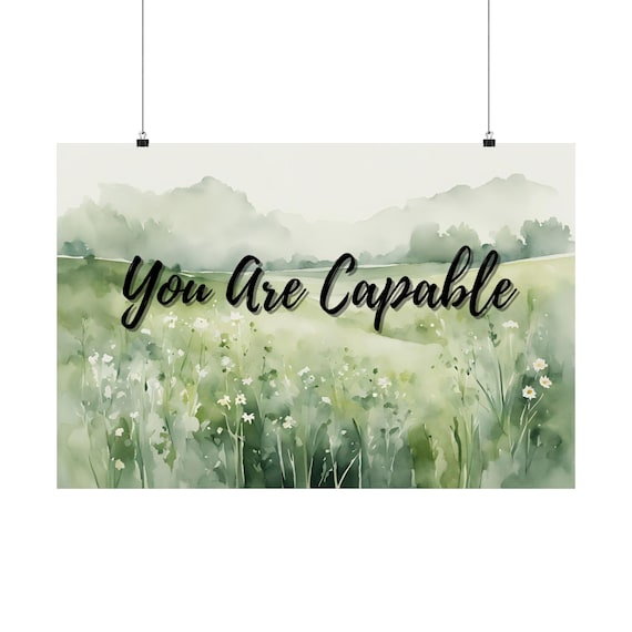 Empowering Wall Art for Students, Inspirational Nature Print, Positive Home Decor, You Are Capable Gift