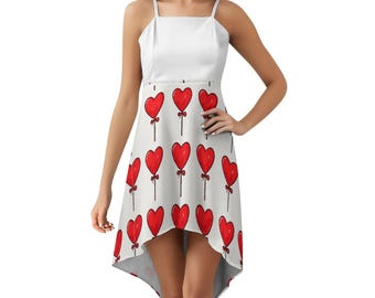 Heart Lollipop High-Low Dress – Valentine's Day Sleeveless Sundress