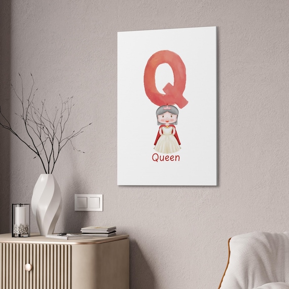Whimsical Alphabet Art: 'Q for Queen' - Perfect for Classrooms, Kids' Rooms and Nursery Decor