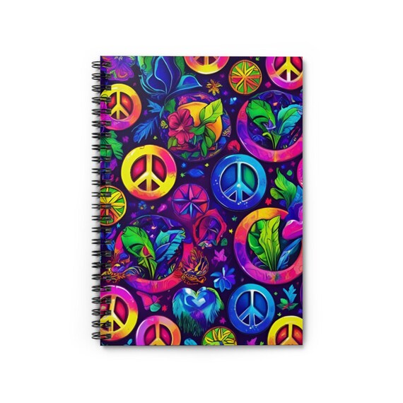 Vibrant Peace Spiral Notebook - Inspiring Creativity & Mental Wellness, Gift Idea for Artists, Colorful Journal for Students