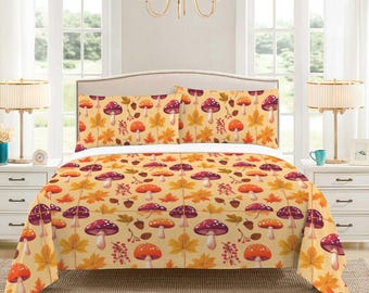 Cottagecore Mushroom Duvet Set or Comforter: Woodland Fall Bedding