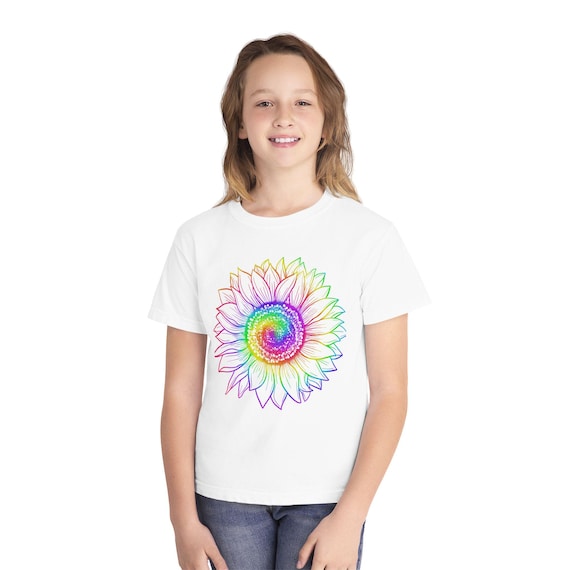 Bright Sunflower Kids Tee, Fun Graphic Summer Shirt, Youth Casual Fashion, Gift Idea