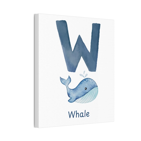 Charming Whale Alphabet Art Canvas: Perfect for Classroom or Baby Shower Gift for an Ocean-Themed Nursery