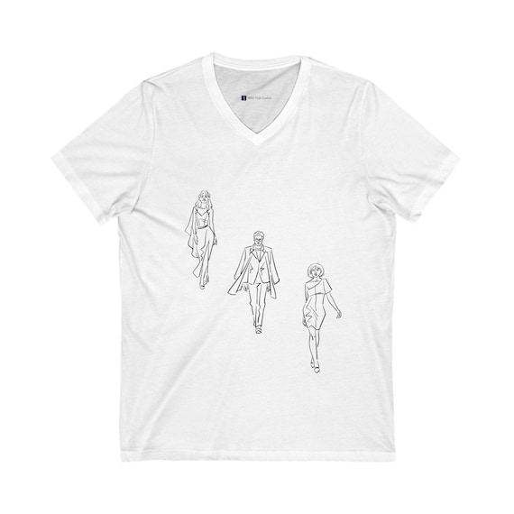 Chic Catwalk-Inspired V-Neck Tee, Fashion Forward Unisex Shirt, Trendy Casual Wear