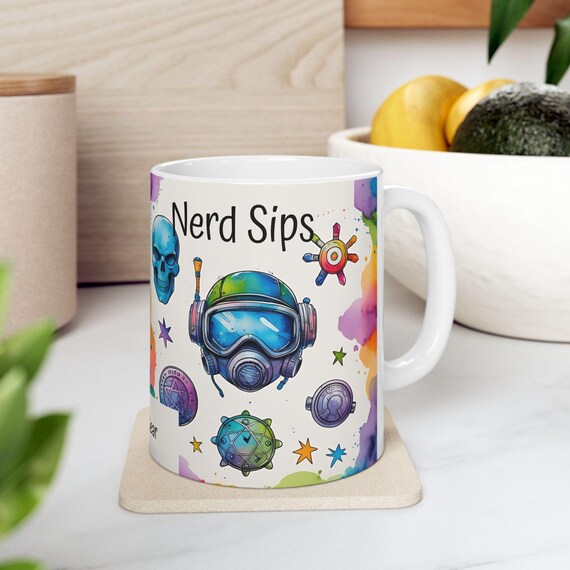 Colorful Art Mug for Nerdy Coffee Lovers: Quirky Gift for Fantasy Fans
