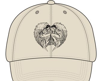 Angel Heart Embroidered Cap - Vintage Style Cotton Twill