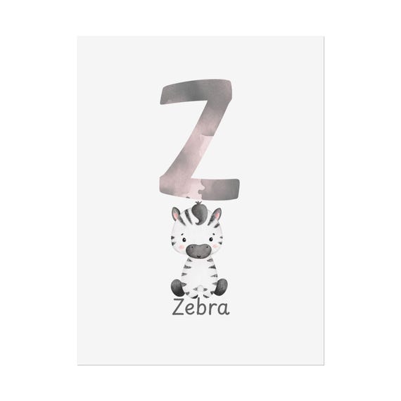 Zebra Alphabet Poster: Whimsical Nursery Wall Art for Little Learners
