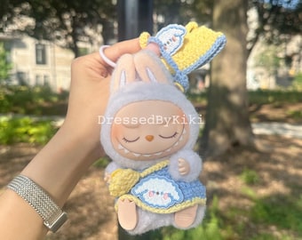 Dress Set for Labubu Have A Seat | Crochet Labubu Outfit | 10cm Doll Clothes | Handmade Doll Clothes | Knit Clothes for Dolls