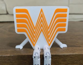 Logotipo de Whatabuddy - Logotipo impreso en 3D inspirado en Whataburger / Accesorio para estante / Decoración de escritorio articulada / Exhibidor de colección