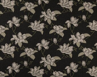 Black White Contemporary Floral Upholstery Fabric by the Yard Textured Woven Performance Fabric Heavy Duty Made in USA Statement