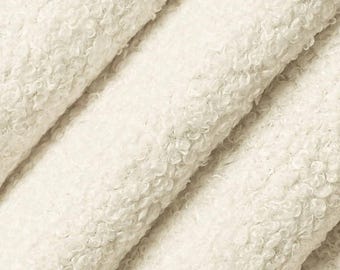 Cream Curly Plush Upholstery Fabric By The Yard Textured Heavy Duty Coastal Style Fuzzy Cozy Contemporary Nursery