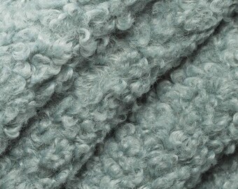 Sea Glass Curly Plush Upholstery Fabric By The Yard Textured Heavy Duty Coastal Style Fuzzy Cozy Contemporary
