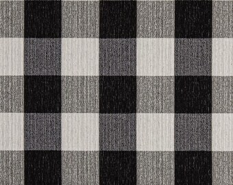 Black White Buffalo Large Check Performance Crypton Upholstery Fabric By The Yard Heavy Duty Stain Resistant Plaid Pattern Country Cottage