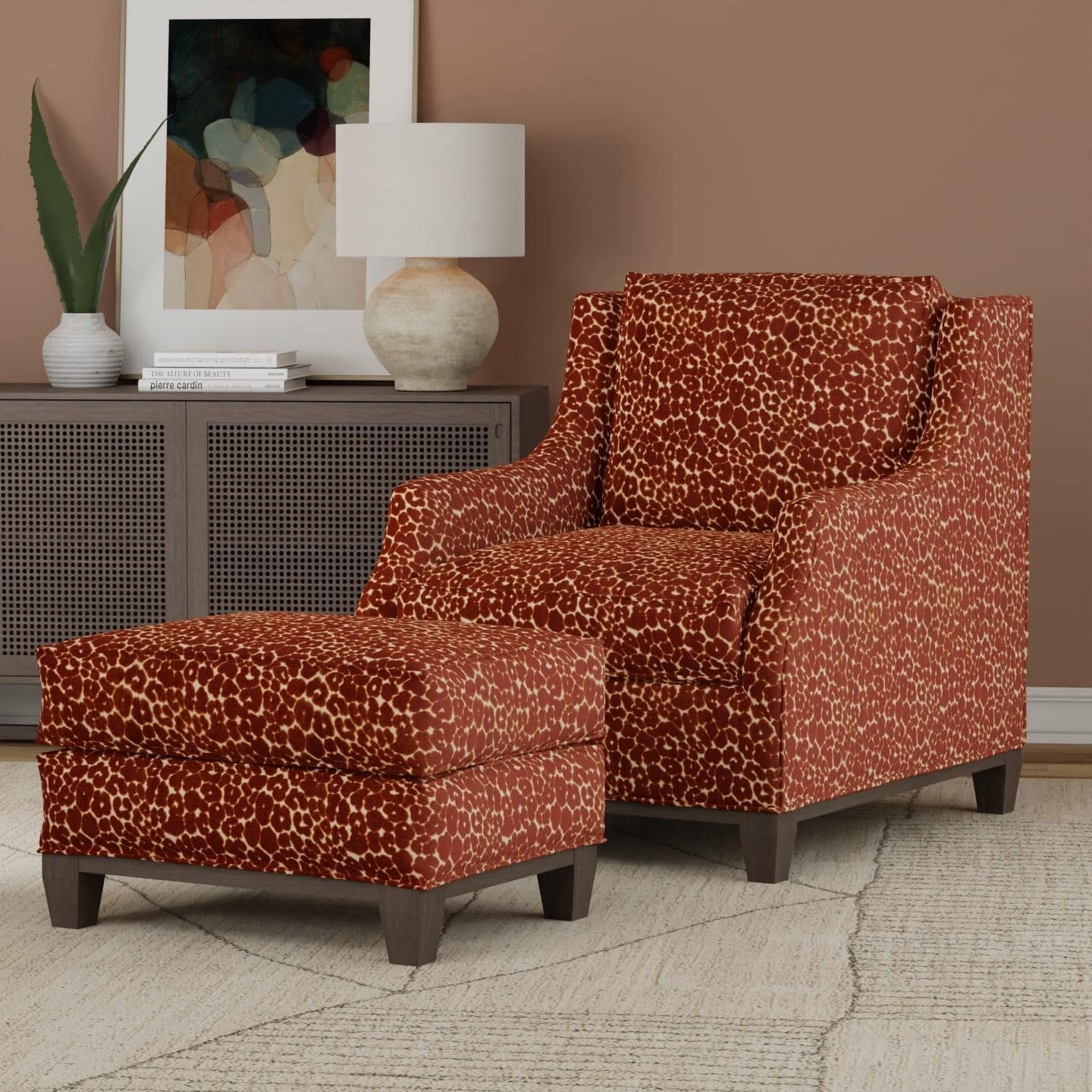 Rust Copper Leopard Velvet Upholstery Fabric by the Yard Cheetah Animal ...
