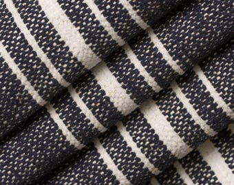 Farmhouse Cottage Charcoal Black Stripe Performance Upholstery Fabric By The Yard Boho Dark Ivory Crypton Heavy Duty Stain Resistant