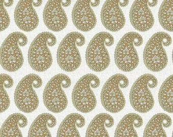 Taupe Tan Neutral Paisley Upholstery Fabric Classic Print Cotton Blend Fabric by the Yard Traditional Boho Drapery Textile Maximalist
