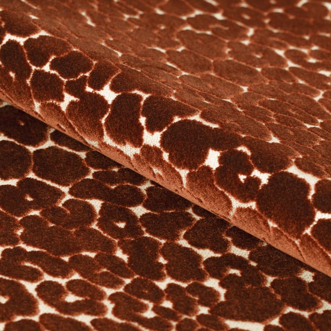 Rust Copper Leopard Velvet Upholstery Fabric by the Yard Cheetah Animal ...