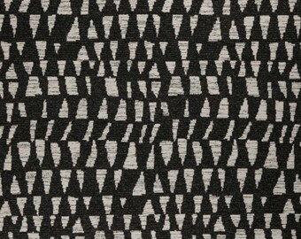 Modern Triangle Zig Zag Upholstery Fabric by the Yard Black Heavy Textured Geometric Performance USA made Pet Friendly Statement Maximalist