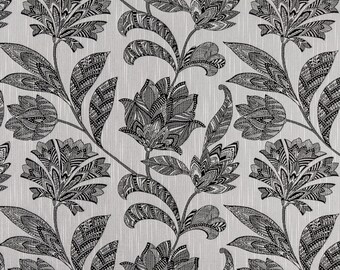 Black White Floral Upholstery Fabric by the Yard Crypton Performance Statement Botanical Flowers Farmhouse Boho Maximalist Railroaded