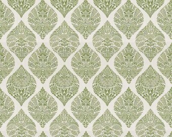 Large Scale Botanical Fabric BY The Yard Green Fern Leaf Medallion Cotton Upholstery Cottagecore Traditional Classic Floral English Garden