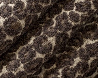 Charcoal Fuzzy Chenille Leopard Pattern Upholstery Fabric By The Yard Plush Heavy Duty Animal Print Wild Exotic  Chairs Pillows Furniture