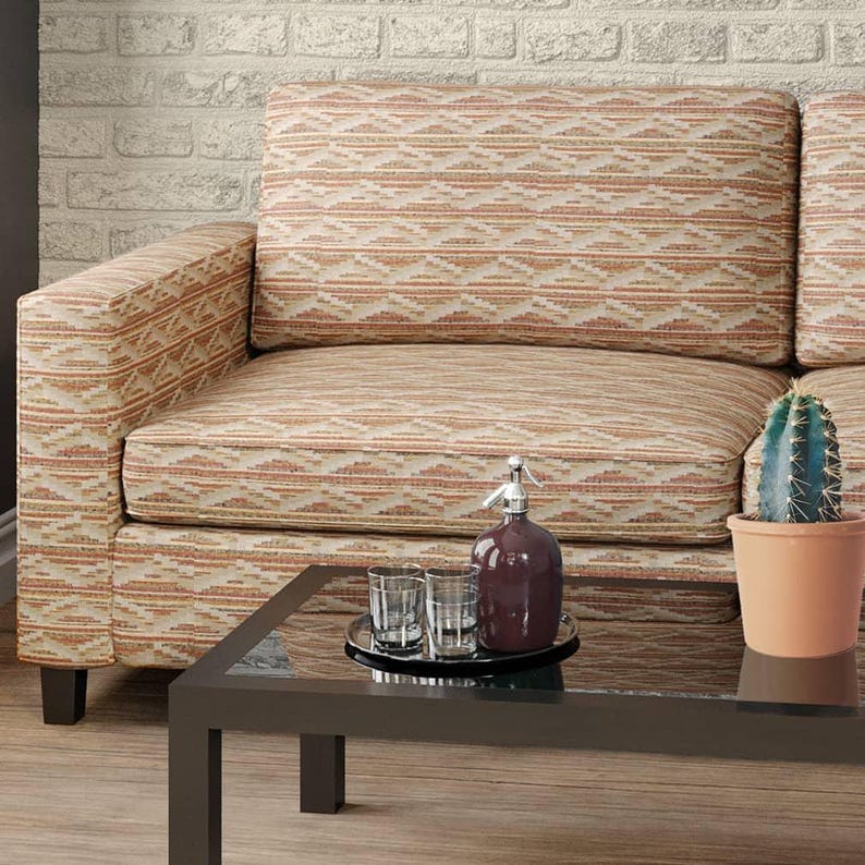 Tan Rustic Sofas Southwest Zig Zag Performance Upholstery Fabric by the Yard Rustic ...