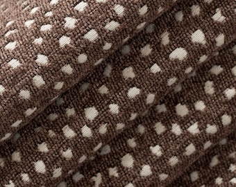 Mocha Brown Fawn Chenille Upholstery Fabric By The Yard Small Dot Deer Pattern Heavy Duty Woodland Farmhouse Garden Cottage Bambi Animal