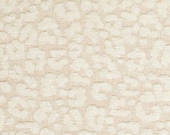 Cream Plush Velvet Leopard Upholstery Fabric By The Yard Animal Print Heavy Duty Made in USA Jungle Cheetah Cat Textured Solid Maximalist