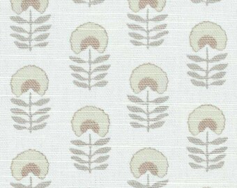 Brown Taupe Ivory – Modern Floral Small Print on Ivory Linen Cotton Rayon Blend Upholstery Fabric By The Yard Maximalist Cottage Flowers