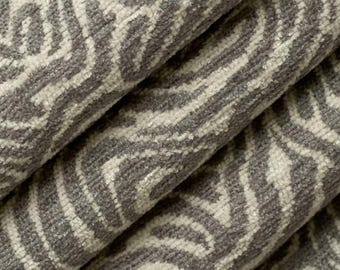 Gray Ivory Animal Print Chenille Upholstery Fabric By The Yard Heavy Duty Designer Textile for Upholstery Chairs Furniture Exotic Maximalist