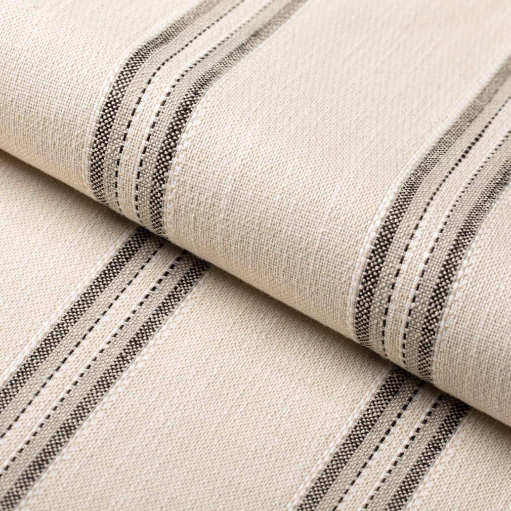 Ivory Graphite Stripe Fabric Indoor Outdoor Performance Upholstery Bleach Cleanable Fabric by the Yard Black Gray Farmhouse Cottage Boho