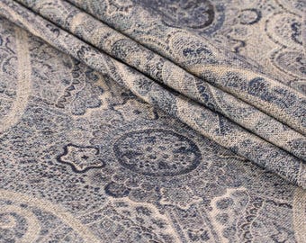 Old World Navy Blue Paisley Medallion Upholstery Fabric By The Yard Traditional Classic Boho Beachy Home Decor Cozy