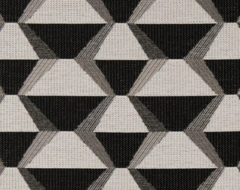 Retro Mid Century Geometric Upholstery Fabric By The Yard Black White Gray Heavy Duty 54” Wide Stain Resistant Performance Made in USA