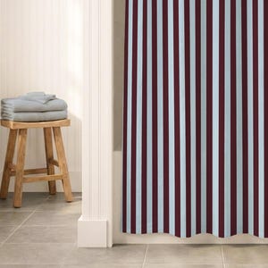 Burgundy Periwinkle Striped Shower Curtain Boho Bathroom Decor Maroon And Blue Stripe Bath Curtain Extra Long Mauve Bathroom Accessory