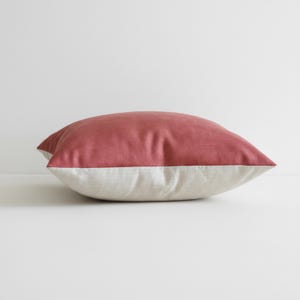 Textured Red Velvet Pillows with linen Back giving a classy two tone look. Invisible zipper closure