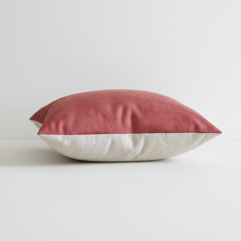 Textured Red Velvet Pillows with linen Back giving a classy two tone look. Invisible zipper closure