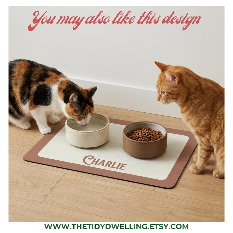 Striped Pet Food Mat Personalized Dog Feed Station New Pet Owner Gifts Cat Lovers Customized Neutral Non Slip Pet Placemat Name Two Tone image 15