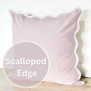 Scalloped Pillow Pink Cushion Pink White Bed Pillows Girls Bed Pillow Scalloped Pale Pink Cushions Decorative Pillow 20x20 Teen Room Decor