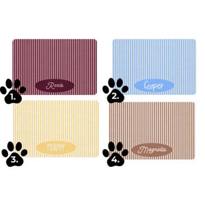 Striped Pet Food Mat Personalized Dog Feed Station New Pet Owner Gifts Cat Lovers Customized Neutral Non Slip Pet Placemat Name Two Tone image 4