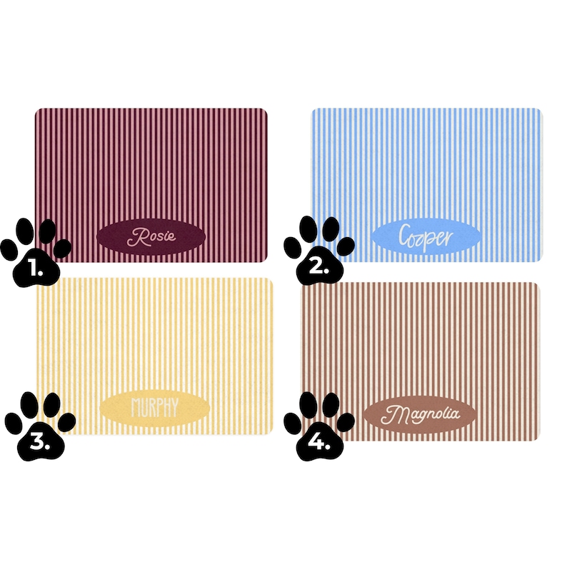 Striped Pet Food Mat Personalized Dog Feed Station New Pet Owner Gifts Cat Lovers Customized Neutral Non Slip Pet Placemat Name Two Tone image 4