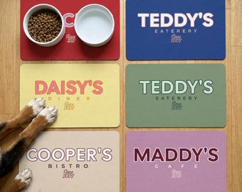 Personalized Pet Placemat Custom Dog Feeding Mat Cat Feeding Station Mat with Name Non Bowl Mat Customized Pet Cafe Floor Mat