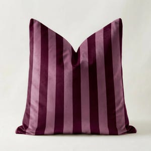 Purple & Pink Striped Lumbar Pillow Cover Mauve and Rose pink Stripe Couch Cushions Rectangle Pillow Bed Accent Maroon