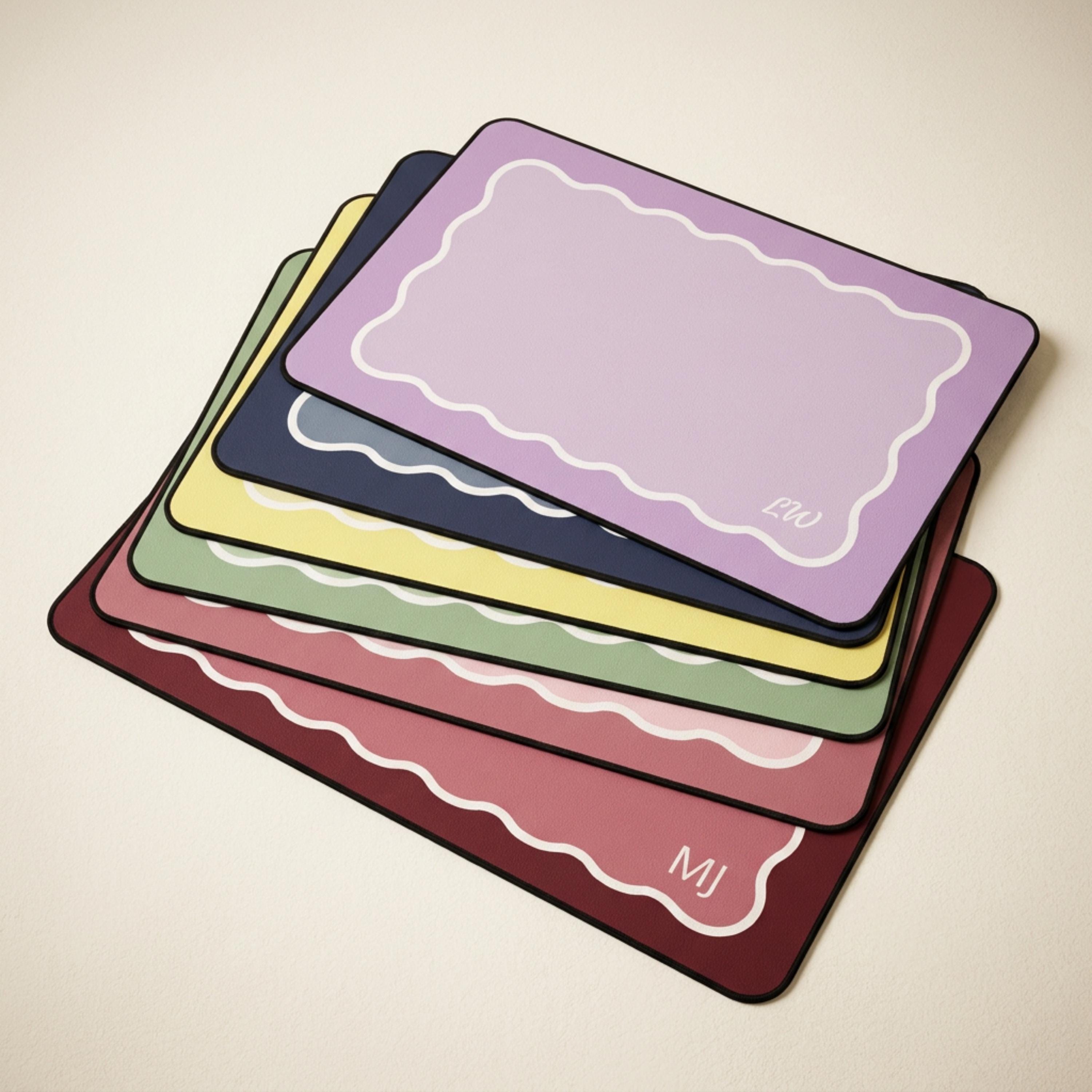 Custom Desk Mat Two Tone Scalloped Personalized Gaming Mouse Pad Office ...