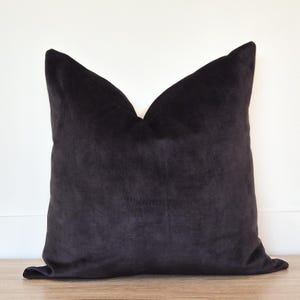Black Velvet Pillow Cover Boho Charcoal Cushion 18x18 Housewarming Gift for Her Dark Grey Textured Bedroom Accent Pillow Dark Moody Decor